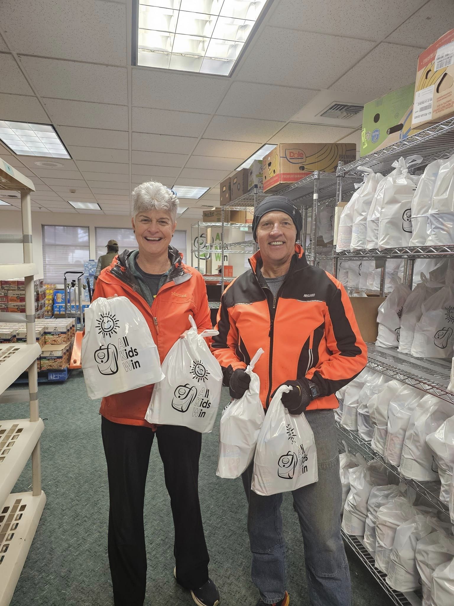 Volunteers with bags